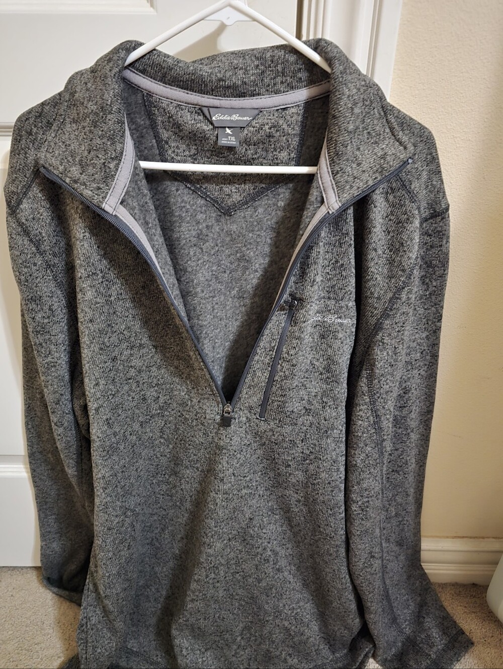 Eddie Bauer Men’s Heather Gray Half-Zip Fleece Pullover
